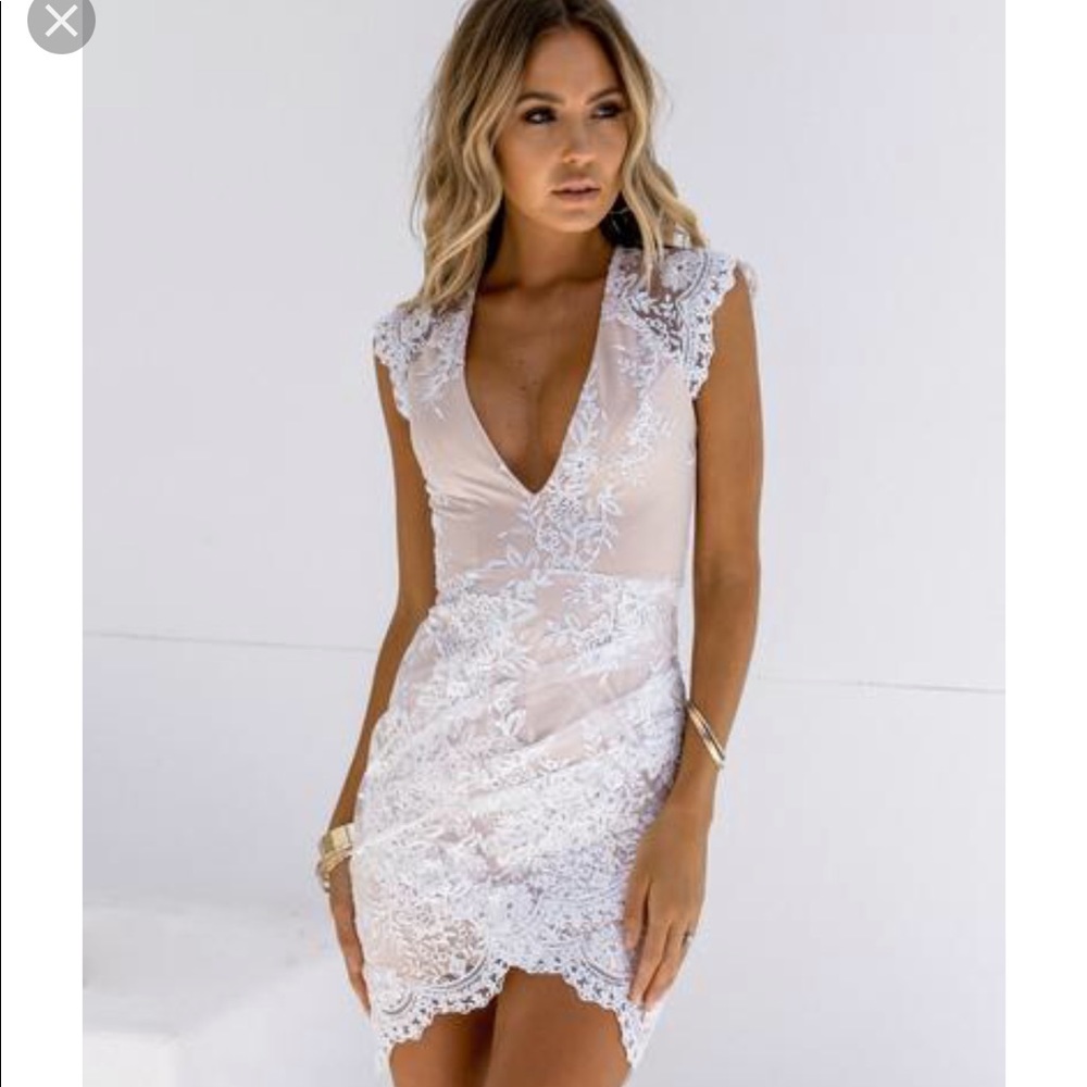 Nude/white Lace Dress NWT